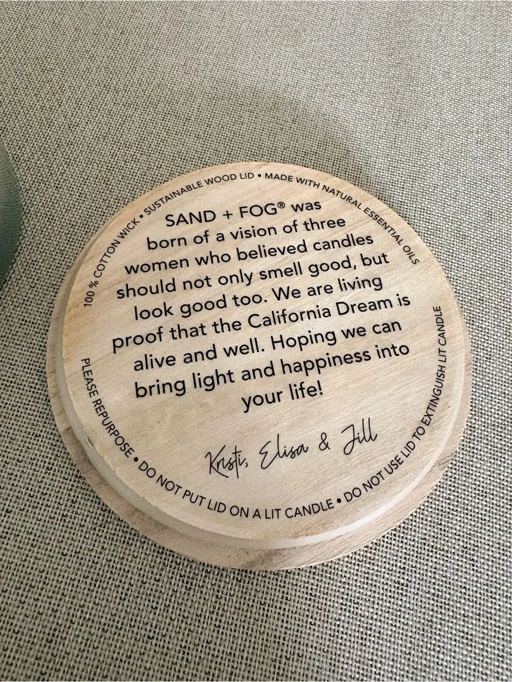 Sand + Fog White Cypress Natural Wax Blend 3 Wick Candle  New. 21 ounce